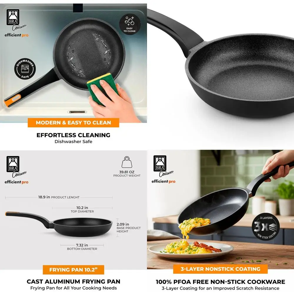 

10.2 Cast Aluminum Non-Stick Frying Pan with Heat-Resistant Handle, Scratch-Resistant Coating, PFOA Free, All Cooktops Compatibl