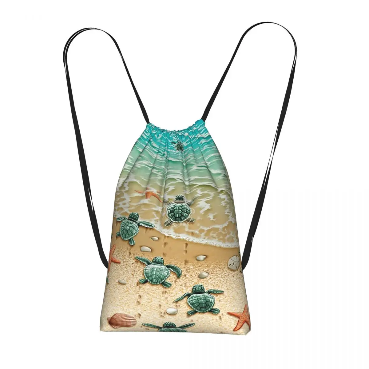

Рюкзаки с изображением морской черепахи на пляже, многофункциональные сумки на шнурке, спортивные сумки, сумки для книг, сумки для путешествий и школы