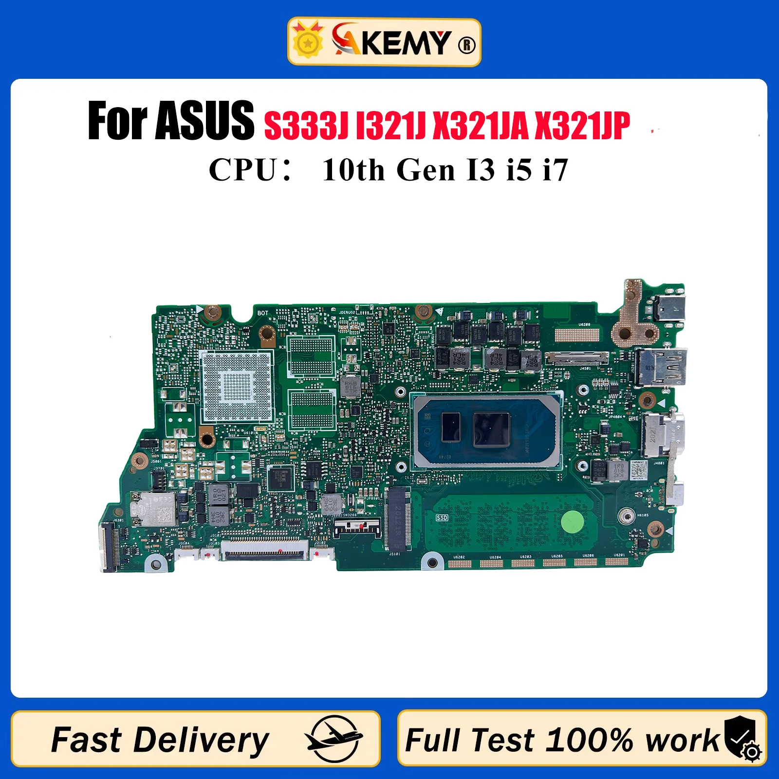 

X321JA Материнская плата для ноутбука ASUS VivoBook X321J S333J I321J X321JA X321JP X321JQ Материнская плата с 10-го поколения I3 i5 i7 tests OK stk