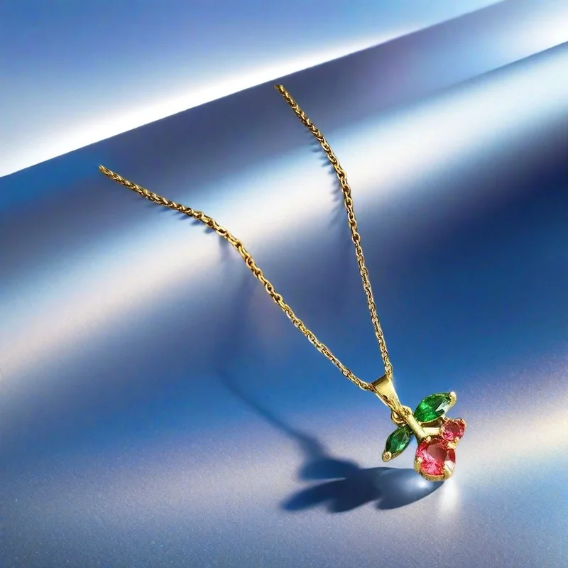 

Korean new cherry pendant necklace