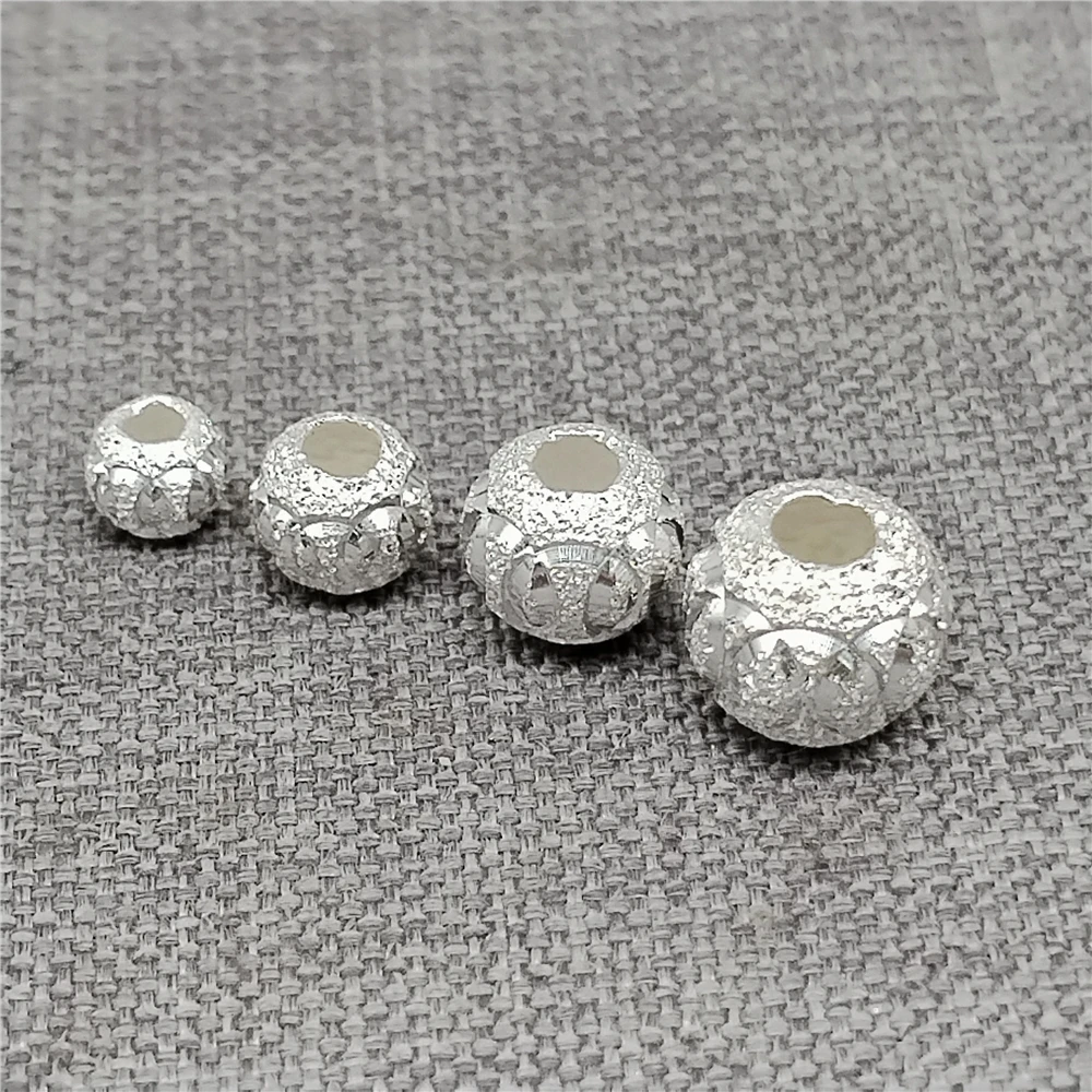 

Бусины Rondelle из стерлингового серебра 925 пробы, серебряные матовые круглые проставки для браслета 4 мм, 5 мм, 6 мм, 7 мм, 8 мм