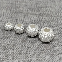 Sterling Silver Stardust Rondelle Beads 925 Silver Matte Round Bracelet Spacer 4mm 5mm 6mm 7mm 8mm