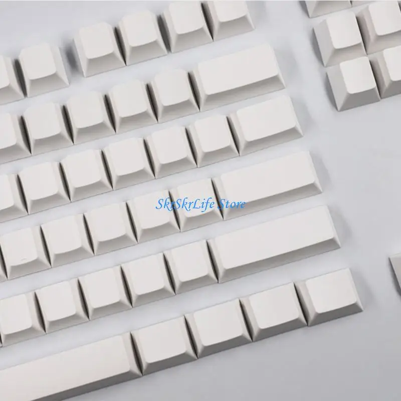 

E65E 137PCS Stylish Minimalist White Blank Keycaps CherryHeight PBT DyeSub Keycap Set for Mechanical Keyboard