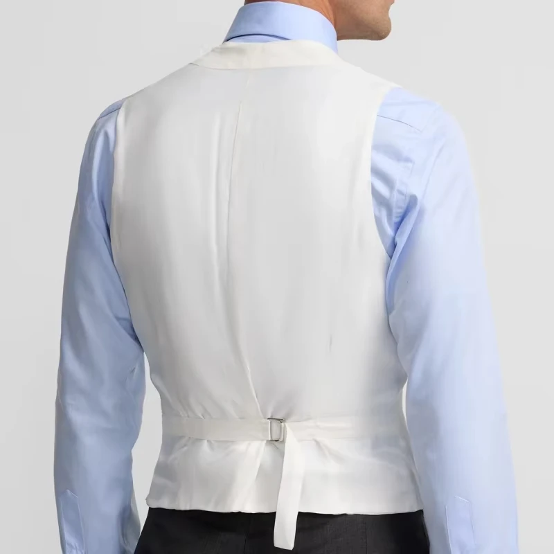 Solid Waistcoat For Wedding Banquet Birthday Business Casual Work Set Men Suit Vest White With Lapel Double Button