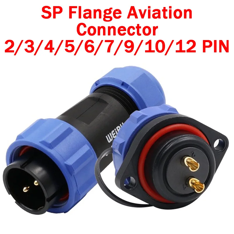 

SP13 SP16 SP17 SP20 SP21 2-12Pin Panel Mount Flange Waterproof Aviation Connectors Plug IP68, Electrical Cable Wire Connector