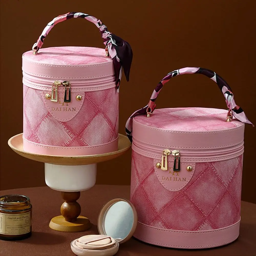 Maillard Color Bucket Bag Makeup Case Large Capacity Makeup Bag Multi-functional Waterproof Handbag