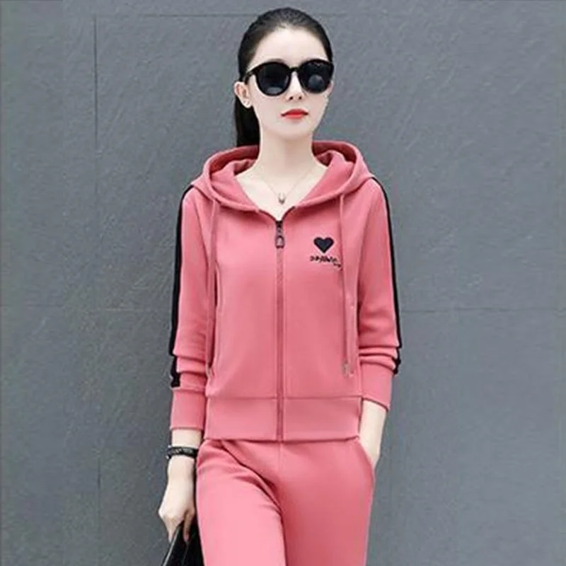 

Women's Fashion Suit 2023 Spring Summer New Casual Hooded Zipper Jacket Crop Top Wide Leg Pants 2 Two Piece Sets Ladies Clothing