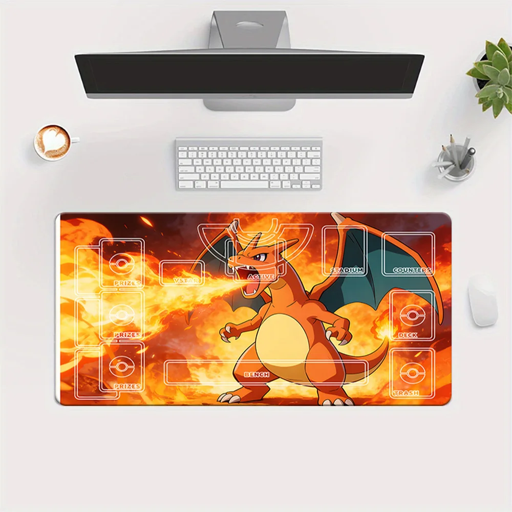 

Pokemon TCG Playmat with Charizard Fire Blast Design Large Trading Card Game Mat Zones Extended Desk Mouse Pad