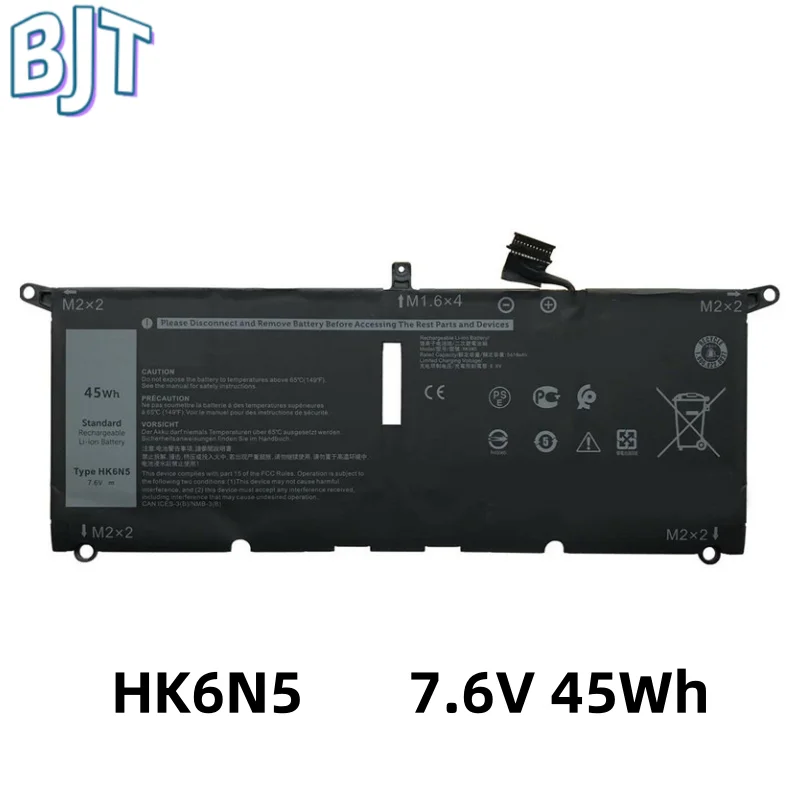 New Lithium-ion Laptop Battery HK6N5 For DELL Inspiron 13-5390 XPS 13 9370 9380 P82G DGV24 WDK63 DXGH8 7.6V 45Wh 4 Cell