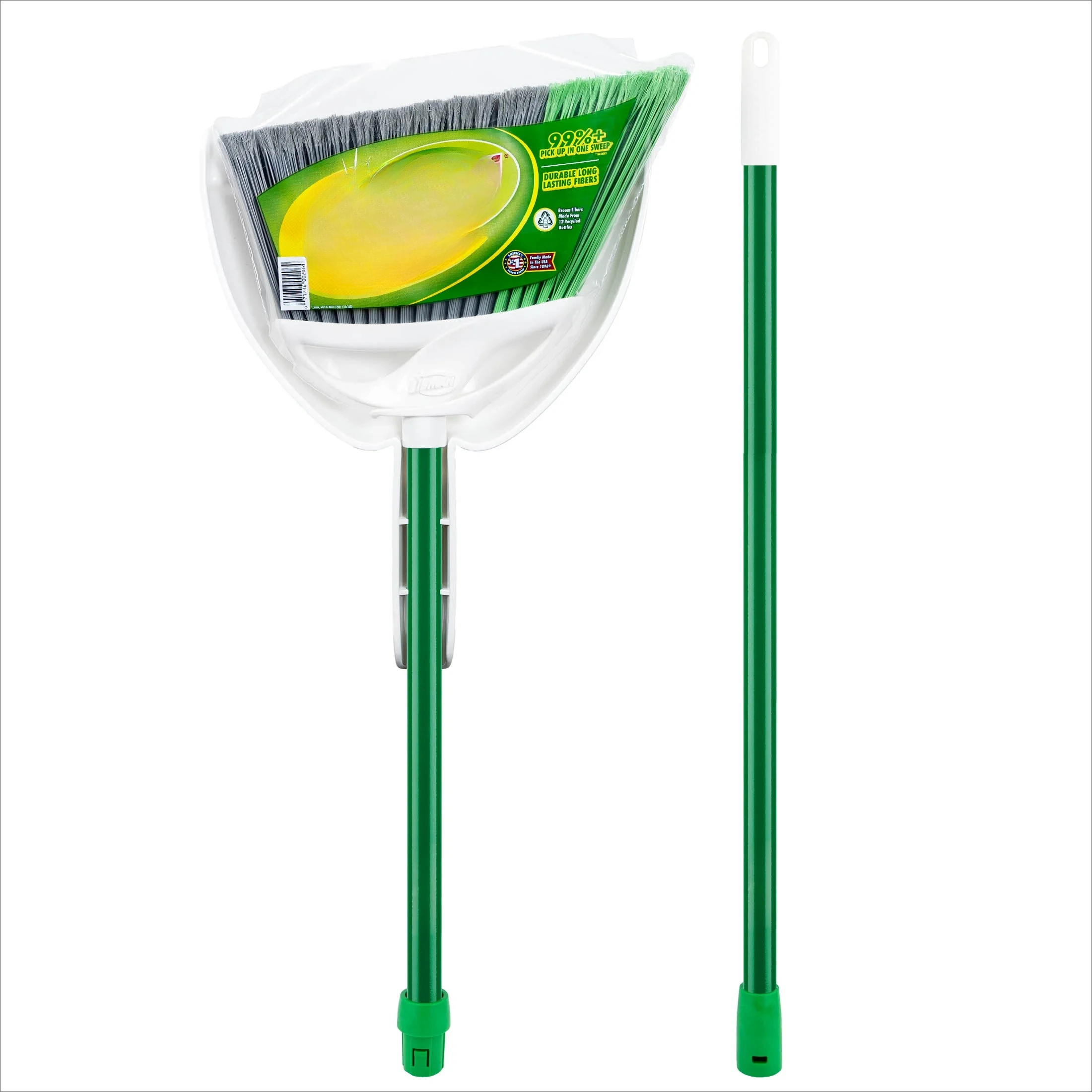 2 Piece Steel Handle Angle Broom and Dustpan Green Steel Handle, All Purpose