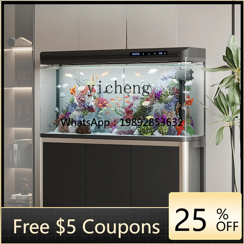 H3-20   living room household with cabinet floor-to-ceiling glass aquarium ecological water-free medium-sized goldfish tank