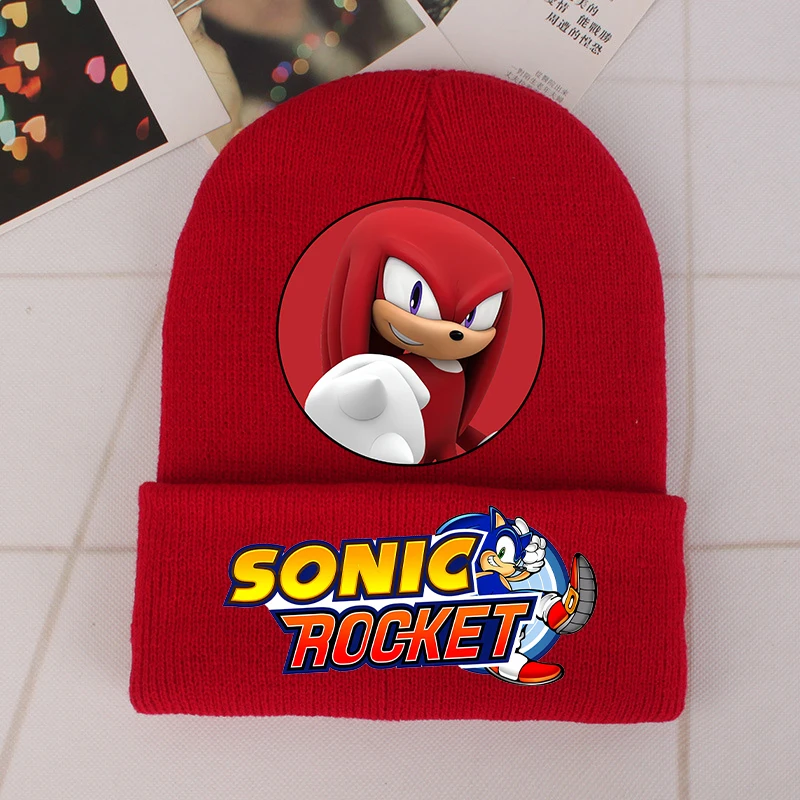 New Sonics Knitted Hats Baby Caps Cartoon Anime Printed Cap Boys Girls Warm Cap Unisex Children Beanie Hat Kids Birthday Gifts