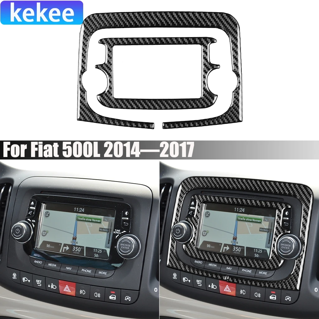 

Carbon Fiber Car Accessories Center Console Radio CD Player Modified Interior Trim Soft Cover Sticker For Fiat 500L 2014-2017
