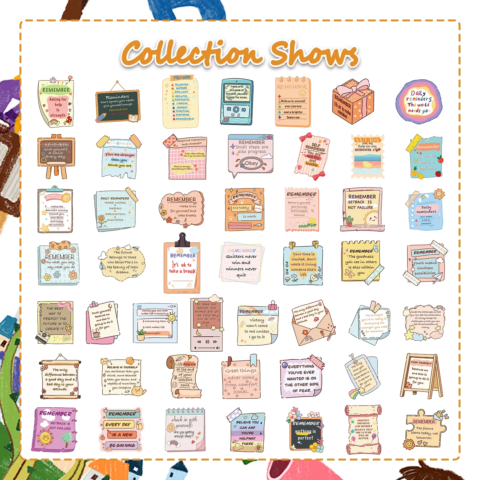 50pcs Reminder Motivational Stickers Self-Inspirational Waterproof Stickers for Water Bottles Laptop Scrapbook Positive Decals