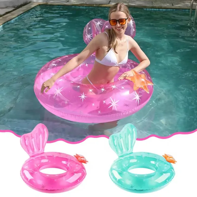 حلقة سباحة قابلة للنفخ على شكل حورية البحر مع نجم البحر في الهواء الطلق وحمام السباحة على الشاطئ لعبة عائمة للمياه للأطفال والكبار معدات مياه الصيف
