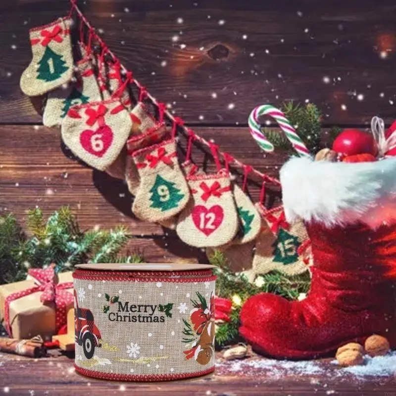 

Christmas Ribbon For Wreaths DIY Xmas Party Wrapping Decor Supplies Material Double Ribbon Christmas Tree Y08E
