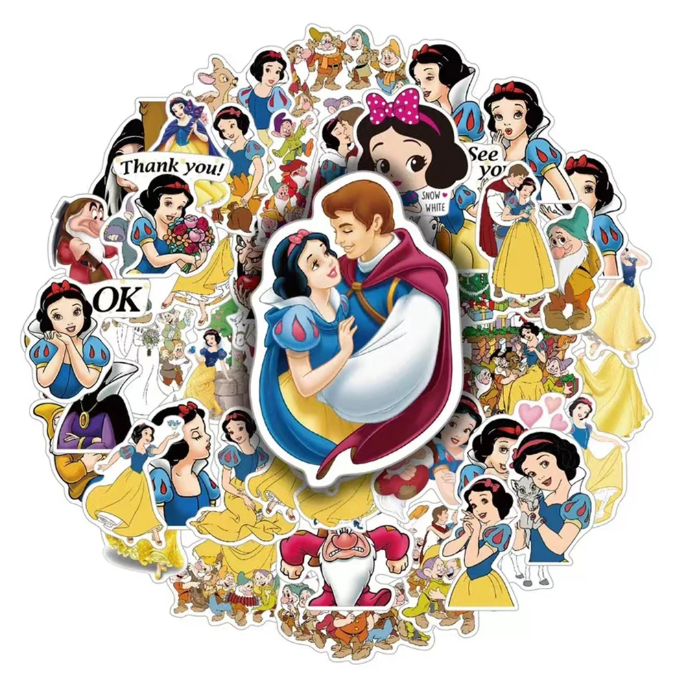 10/30/50pcs Disney Cartoon Snow White Graffiti Stickers DIY Laptop Guitar Notebook Suitcase Decoration Sticker Kids Classic Toy