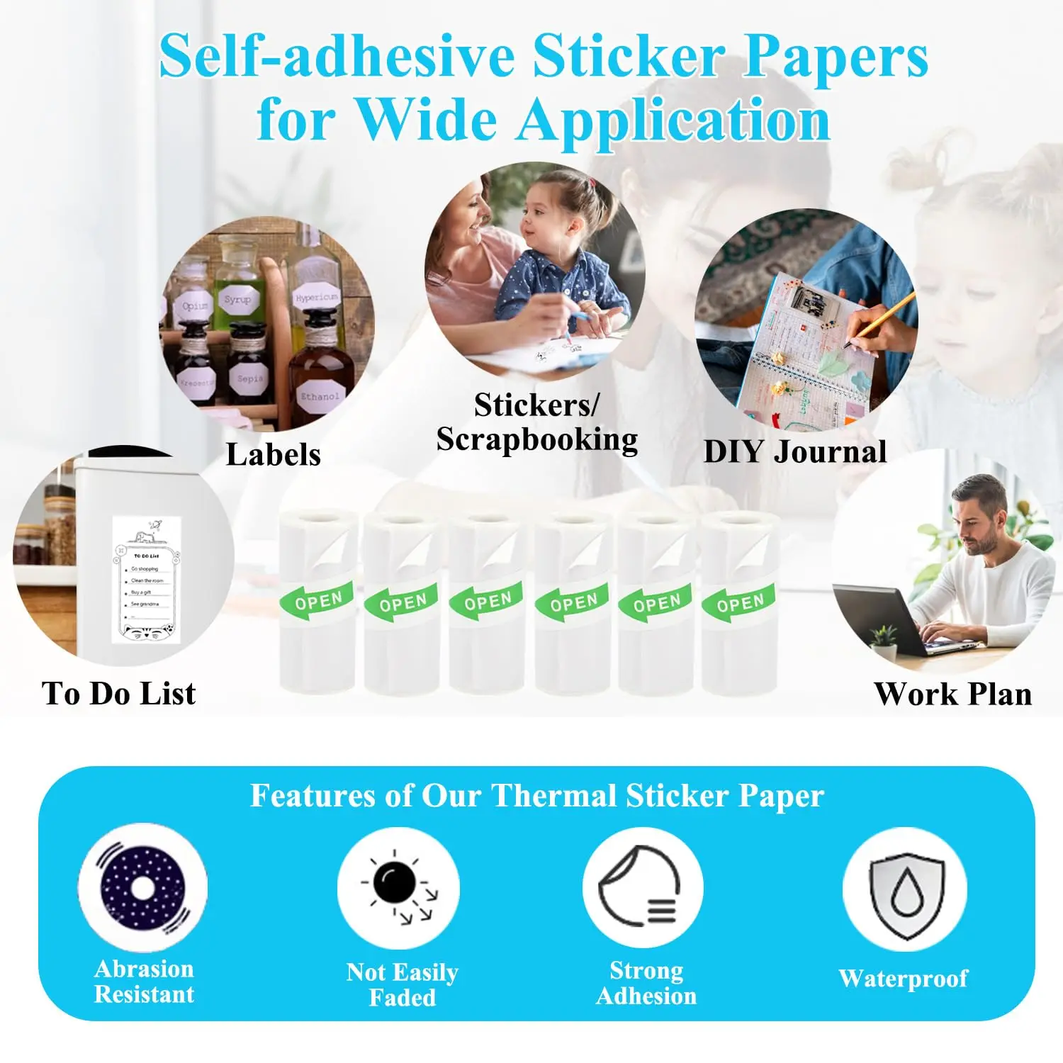 Мини-бумага для термопечати для мини-портативных принтеров, 57Х25 мм, подходит для различных принтеров без чернил.