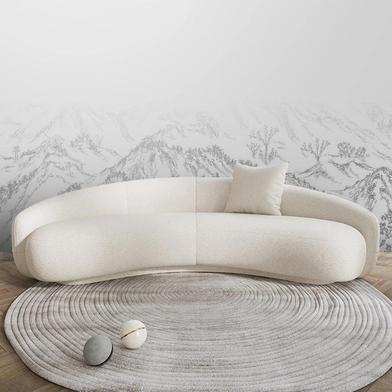 

Living room furniture set Khaki fabric curved velvet sofa