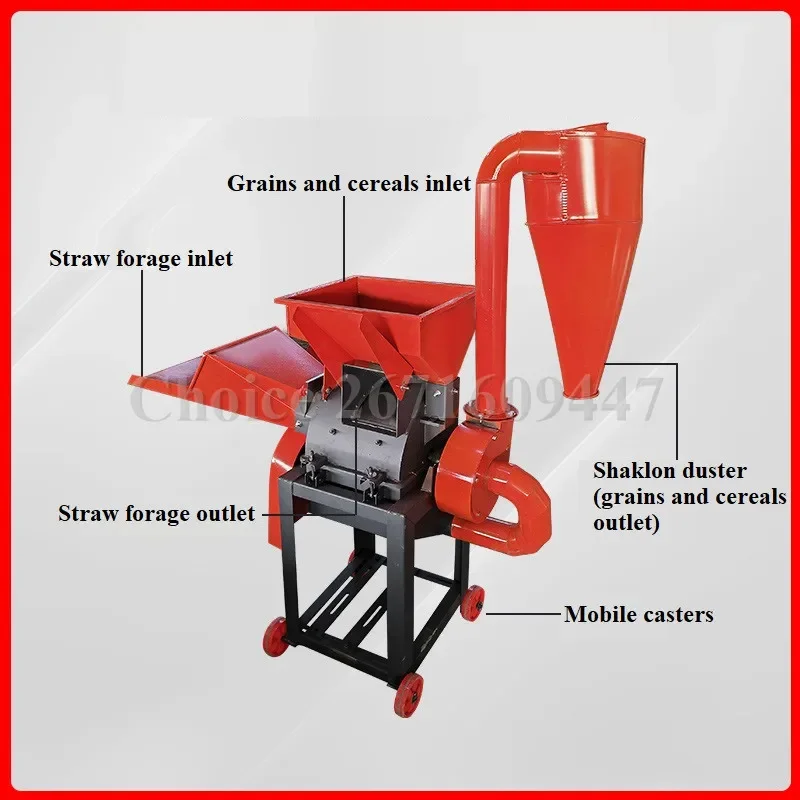 Farm Use Silage Stalk Pulper Hay Chaff Cutter Machine Animal Feed Grass Corn Chopper with Grain Crusher