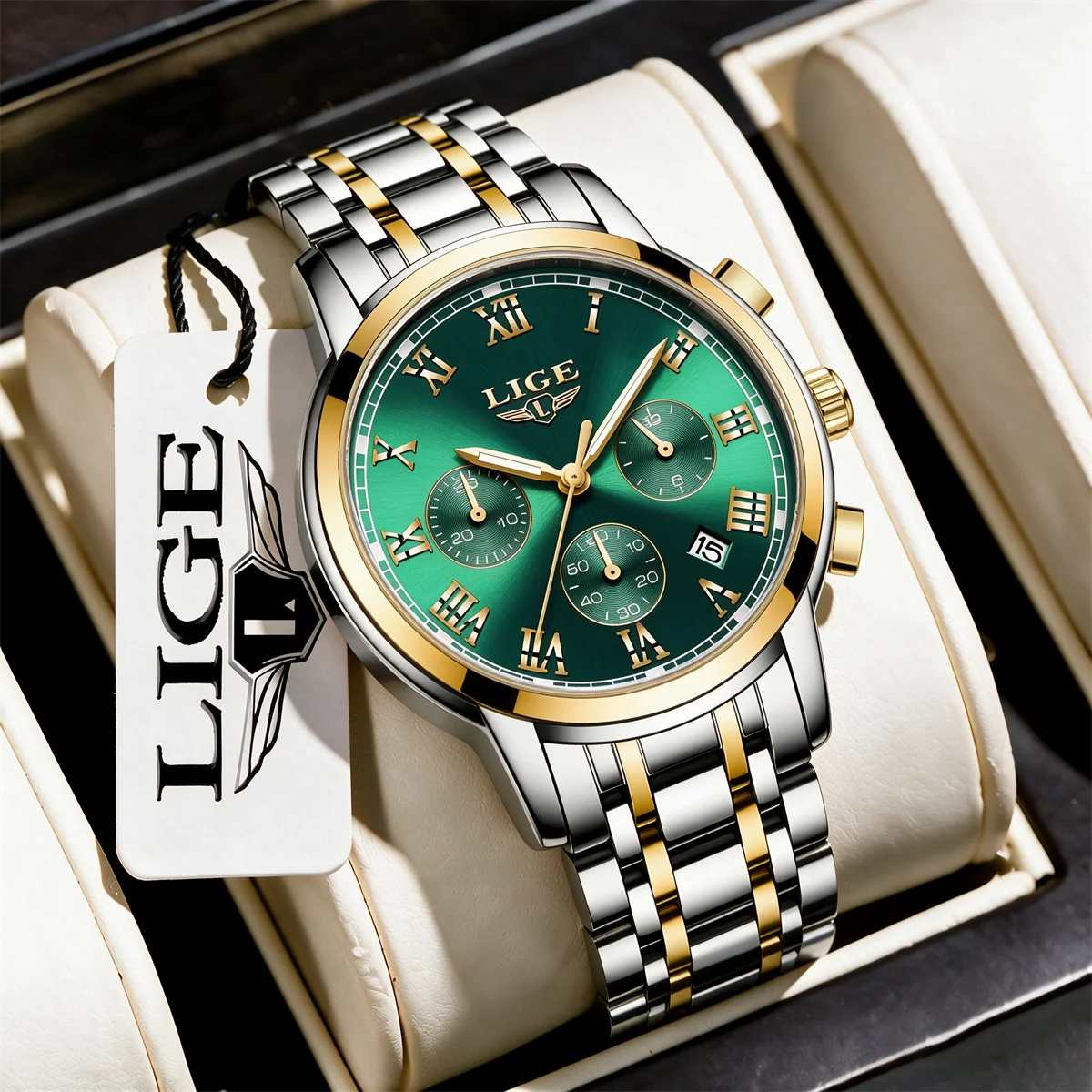 LIGE Top Luxury Brand Men's Watch Waterproof Luminous Stainless Steel Timing Code Watch Quartz Men's Watch  Reloj Hombre