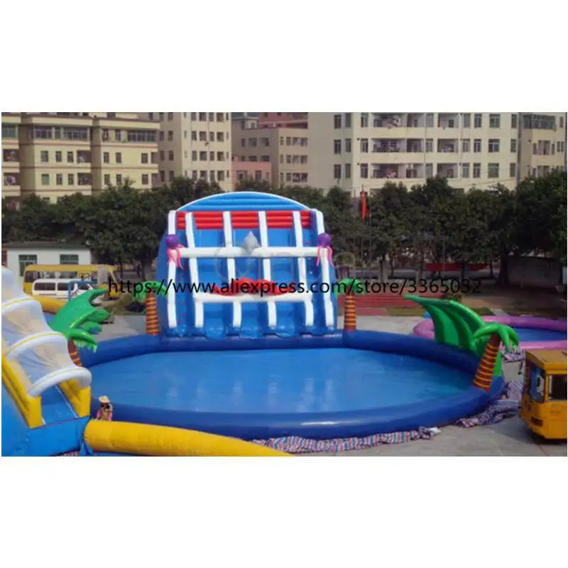 Parque aquático inflável exterior da baleia gigante com piscina para crianças