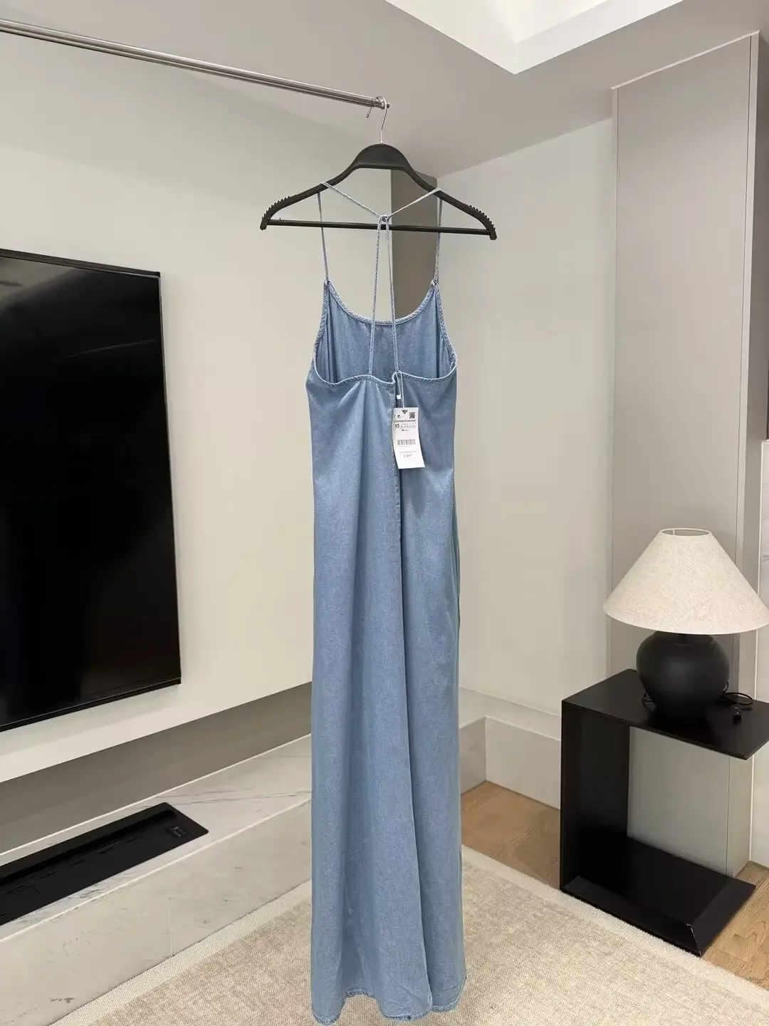 Women's 2024 New Chic Fashion Temperament Light Denim Sling Long Dress Retro Sleeveless Women's Dress Vestidos Mujer