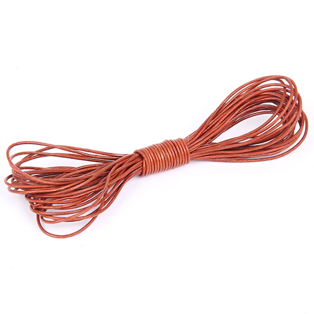 2meters 1 2 3 4 5 mm Genuine Leather Cord Round Flat Vintage Color Leather Rope String For Diy Bracelet Necklace Jewelry Making