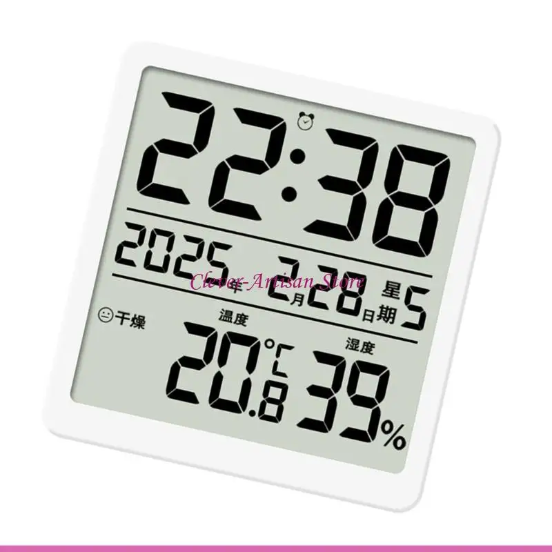 Reloj escritorio pared LCD e06b con pantalla humedad temperatura fecha