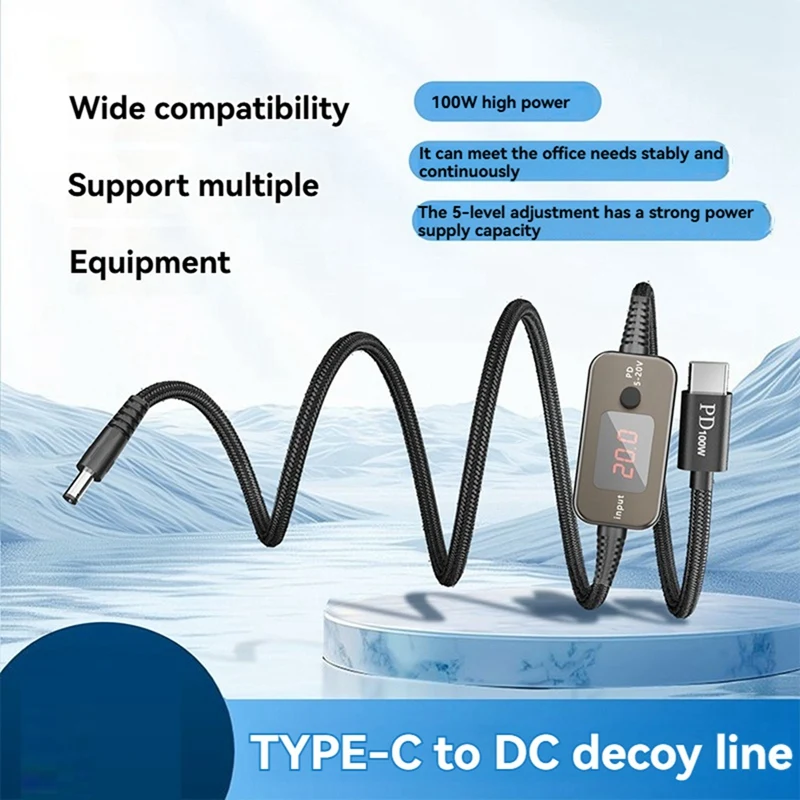 【marketing】-cabo-de-reforco-de-energia-tipo-c-para-dc-tensao-ajustavel-5v-9v-12v-15v-20v-pd-100w-cabo-conversor-intensificador-de-carregamento-rapido