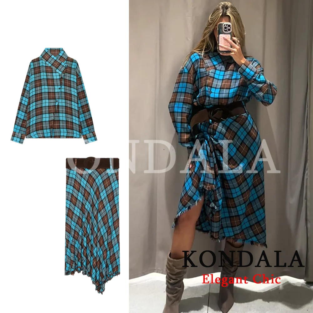 Vintage Fashion Jersey - Conjunto de Falda a Cuadros Elegante