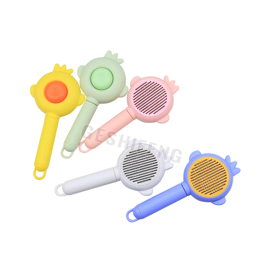 

New Wholesale Flower Spray Floating Hair Self-cleaning Comb Stainless Steel Needle Soft Handle Cat Comb Pet Supplies