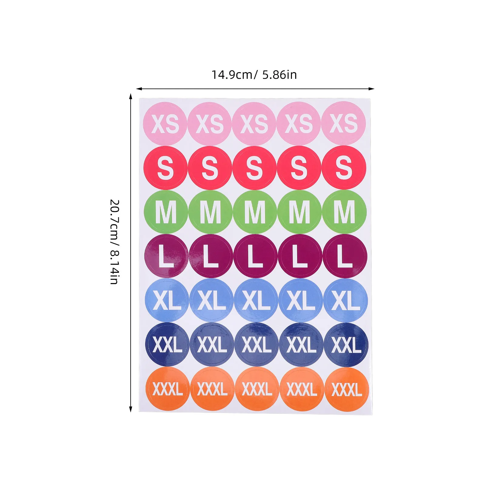 350Pcs Clothing Size Sticker Labels Round Color-Coded for Retail T Shirts Sweaters Coats Size Labels Large Letter Stickers