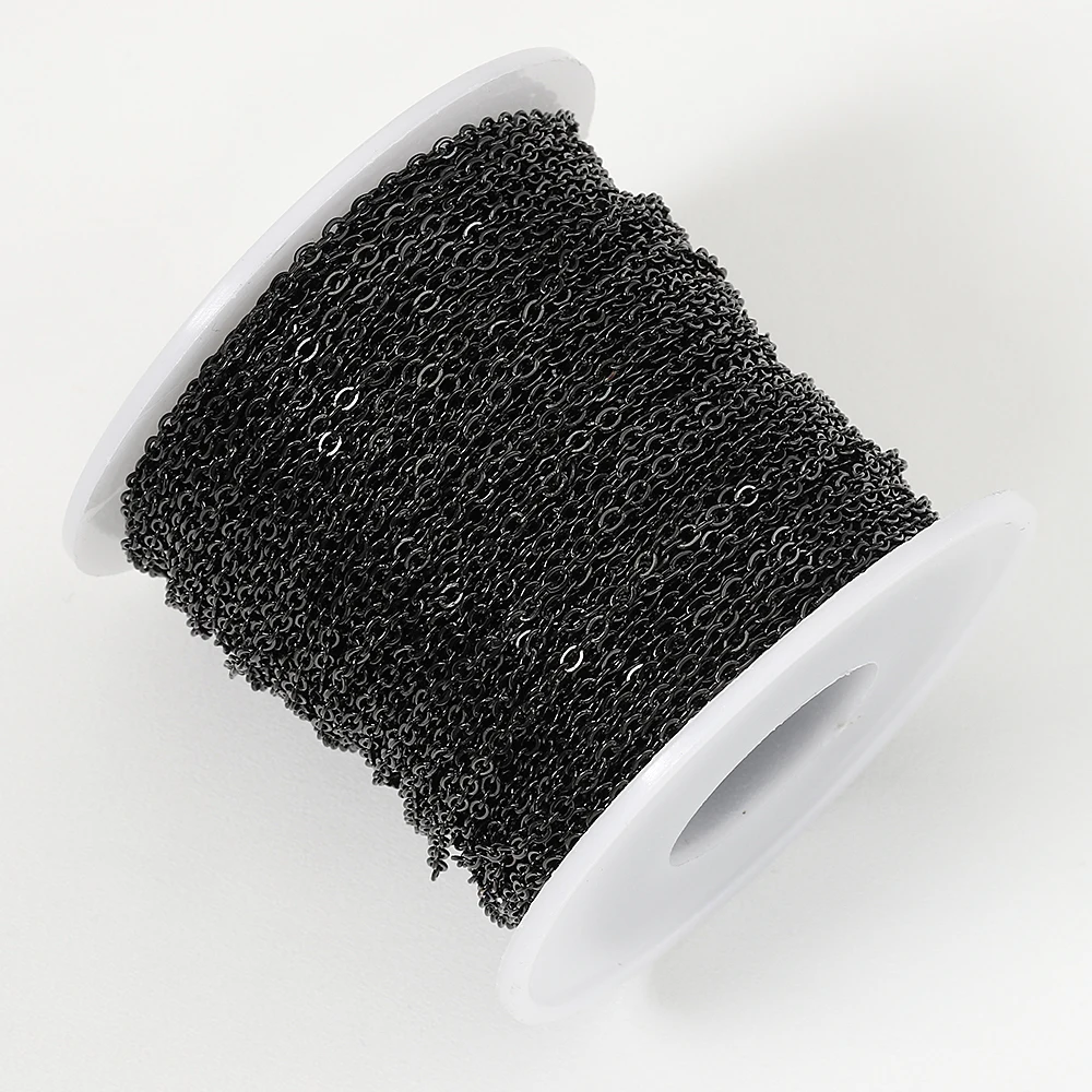 وعاء من الستانليس ستيل الأسود 1.5 مللي متر O شكل سلسلة ربط سلاسل لصنع المجوهرات 2 متر النتائج عقد دي اي واي سوار سلسلة اليدوية