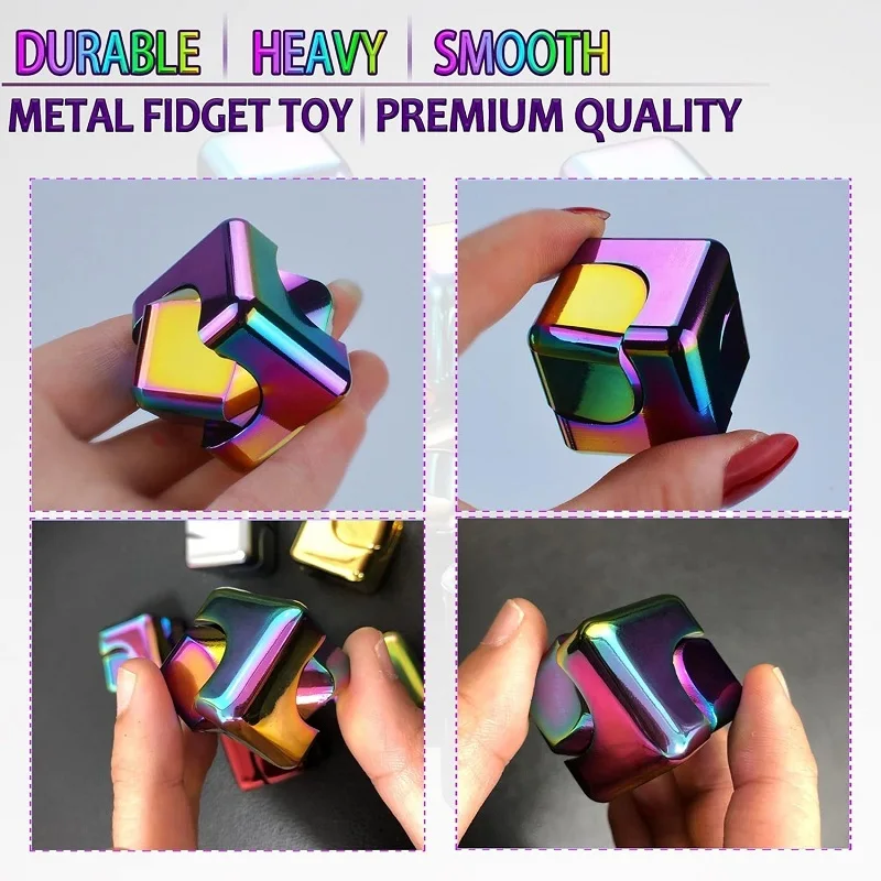 

Metal Cube Spinner Fidget Toy Fingertips 3D Puzzle Gyro Gear Sensory Anti Stress Relief Educational Games for Adults
