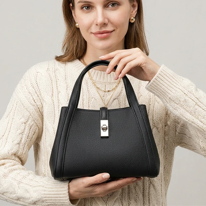 

HIFASHION Genuine Leather Women Handbags Vintage Cowhide Trapeze Satchel Top Handle Crossbody Shoulder Bags Luxury Work Tote
