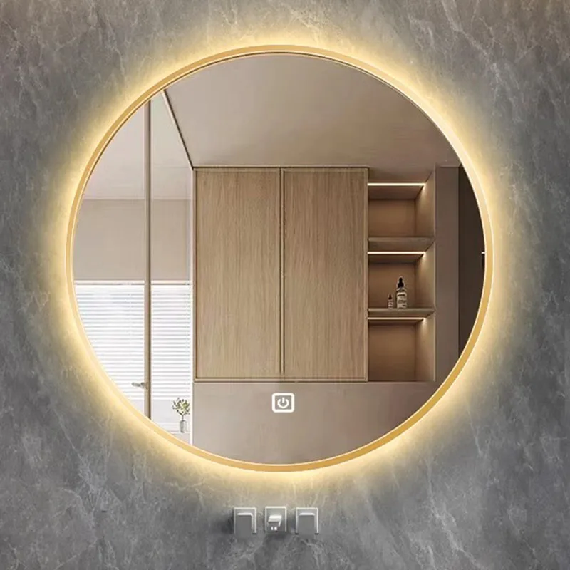 Frame Wall Mounted Bathroom Mirror Led Lights Modern Toilet Makeup Bathroom Mirror Vanity Shower Espejo Pared Home Furniture