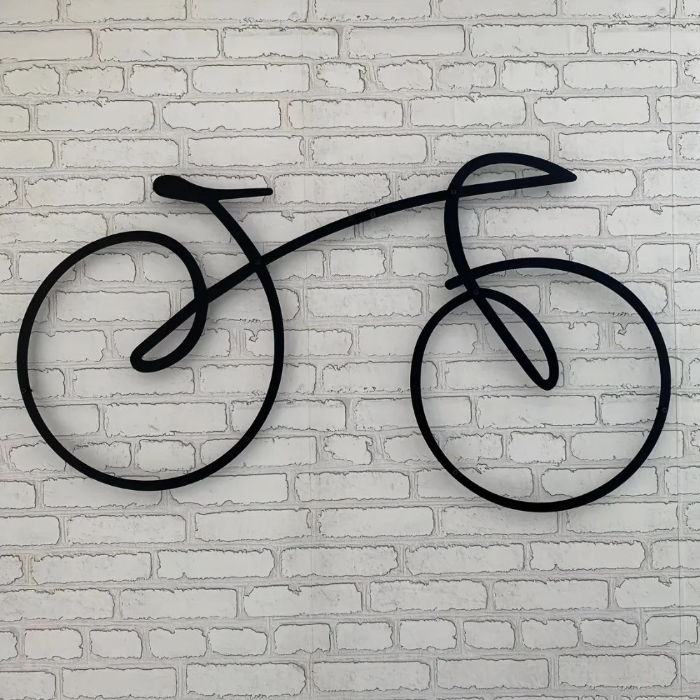 CIFBUY Metal Wall Art Geometric Bicycle Decor Functional Cyclist Accent Modern Minimalist Line Art For Home Room