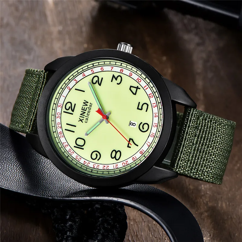 Men XINEW Brand Cheap Watches Students Fashion Nylon Band Military Sports Date Quartz Watch Erkek Barato Saat Reloj Hombre 2024