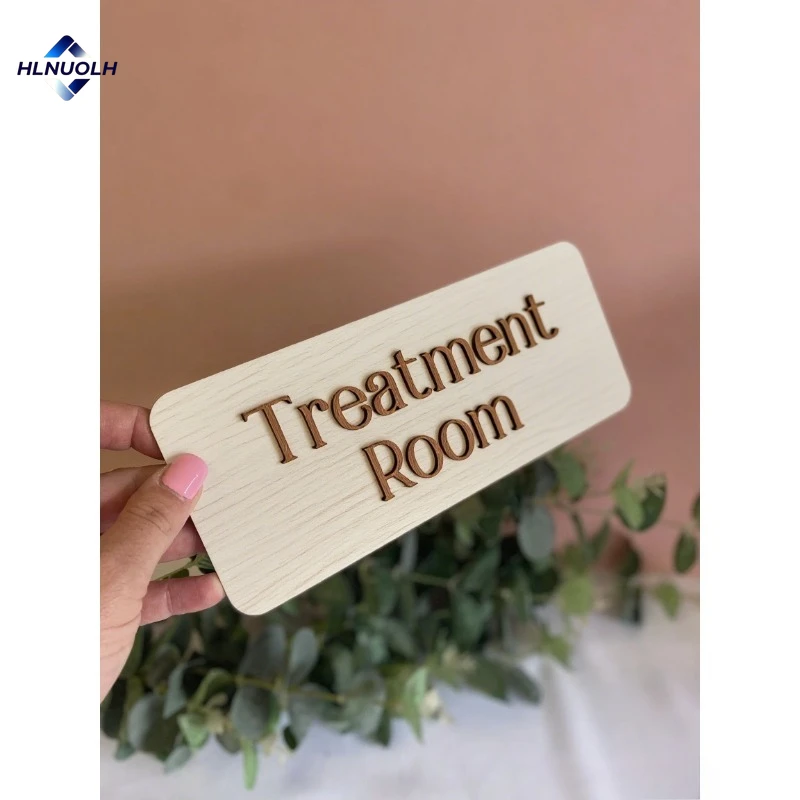 

Custom Small Business Signage Wooden Door Sign 3D Laser Cut Door Plaque Salon Treatment Room Sign Personalized Office Sign
