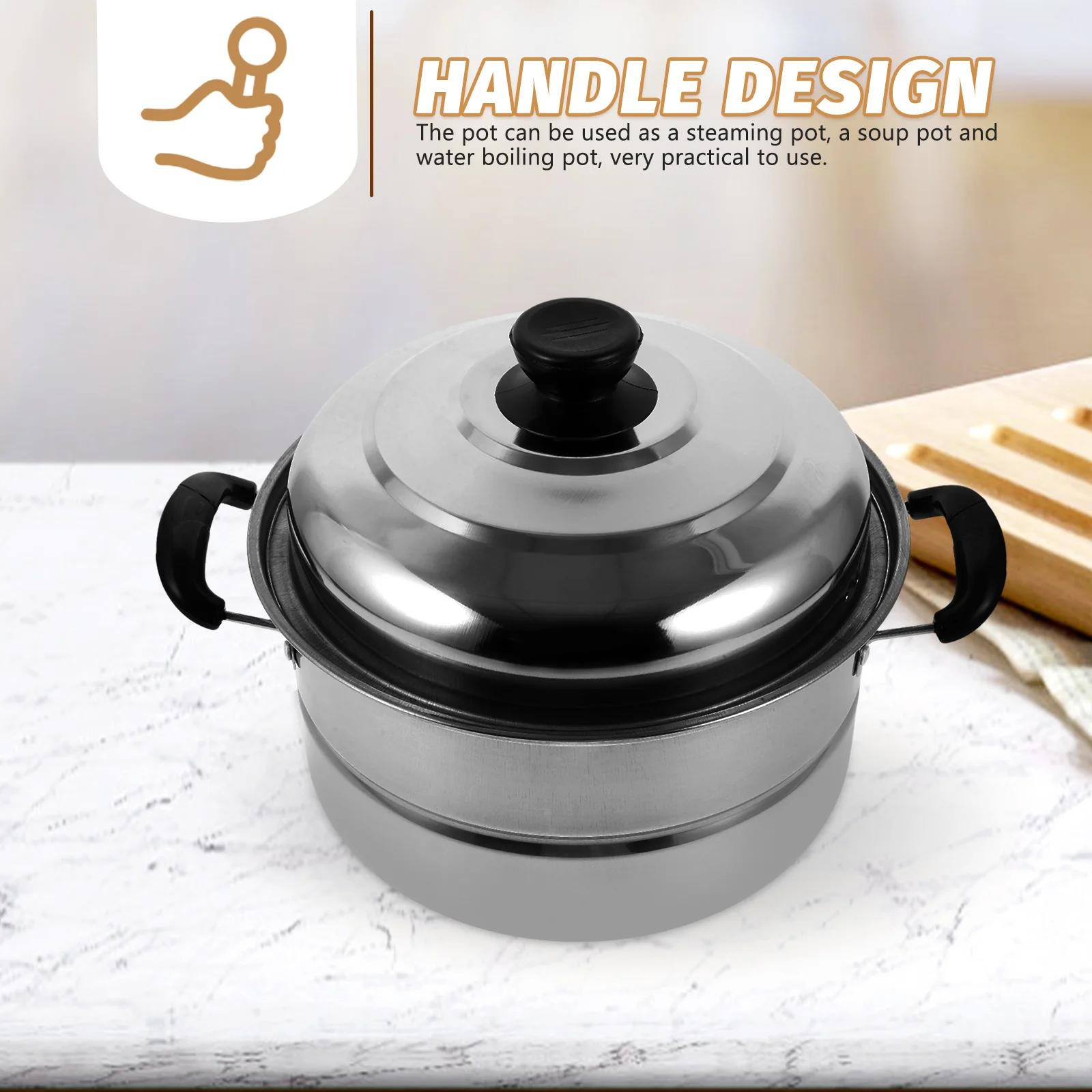 

Stainless Steel Thickening Steaming Pot Soup Double Handle Cooking Pot Household Kitchen Stockpot Multifunctional Food Cookware