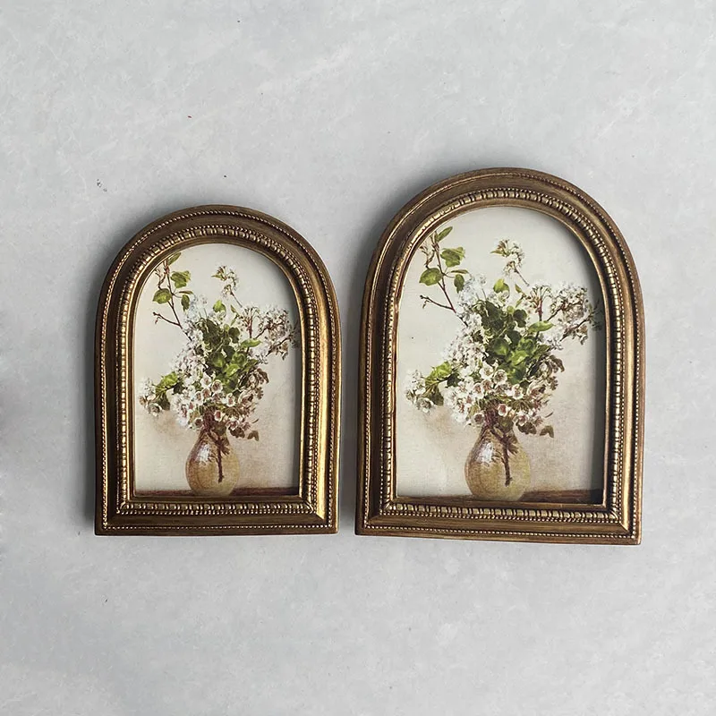 6/7-inch Retro Brown Photo Frame Wall Hanging Picture Frame Decoration Sofa Decoration Bedroom Hanging Picture French