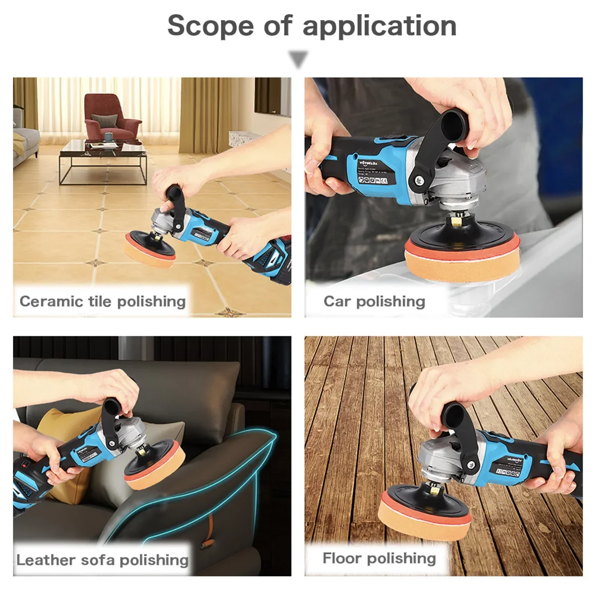 WOYOFADA Brushless Cordless Electric Polishing Machine Car Polisher Rechargeable Grinding Machine for Makita 18V Battery