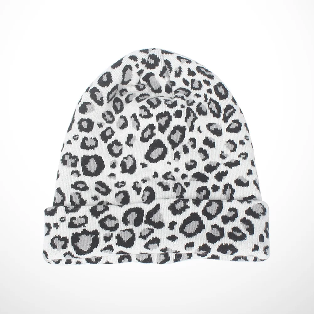 

Khaki Leopard Knit Beanie Cap Warm Woman Hat One Size Fits Most Soft Comfortable Winter Knit Hat Fashion Beanie for Winter