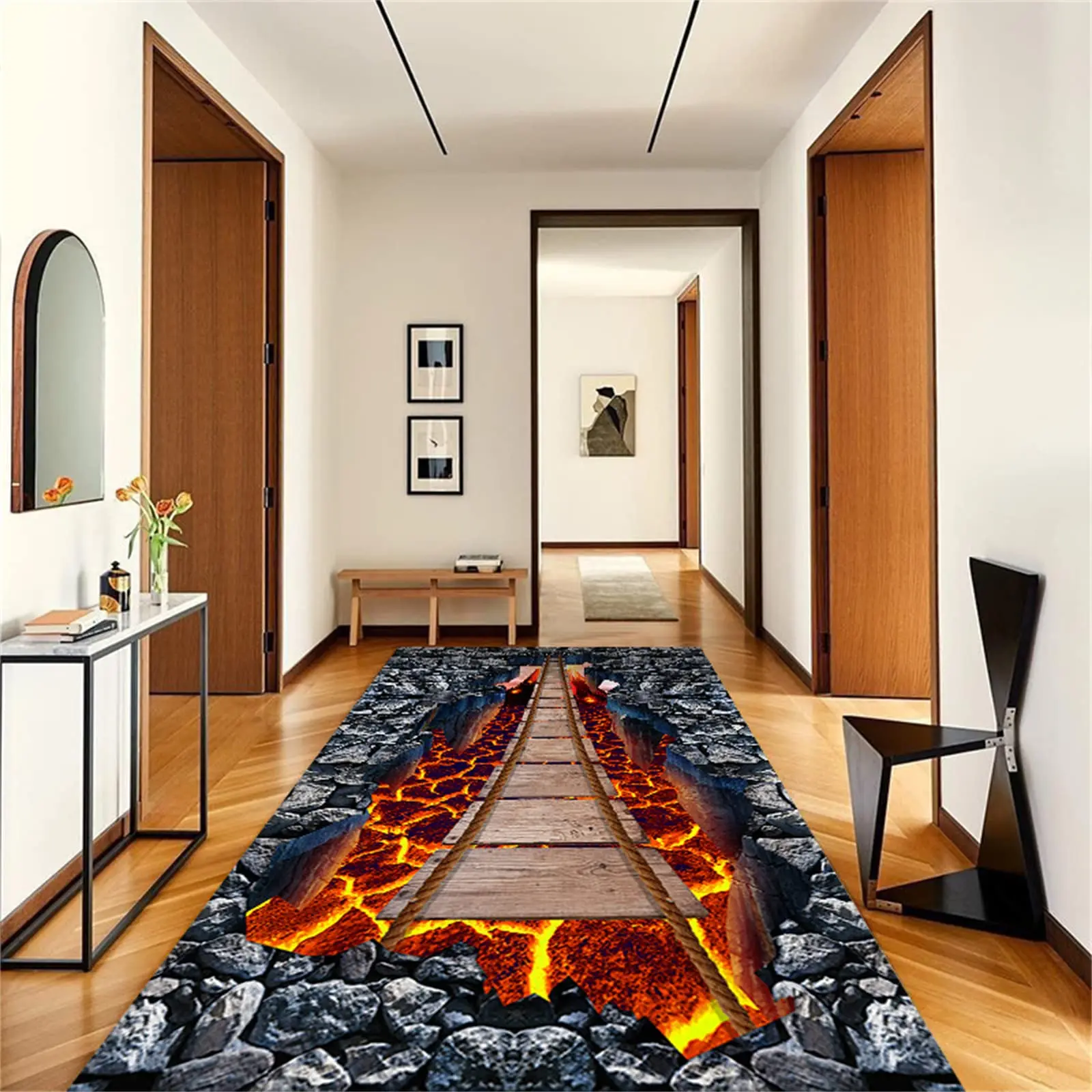 

3D Optical Illusion Hallway Runner Carpets 3D Fun Sensation of Falling Living Room Area Rug Bedroom Kitchen Modern Home Decorate