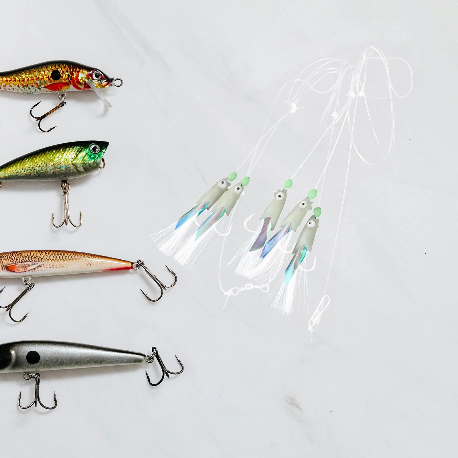 

5Pcs Night Glow in The Dark Fishing Hooks Multi Hook String Bait for Freshwater Saltwater Carp Fishing Glow in Dark Hooks