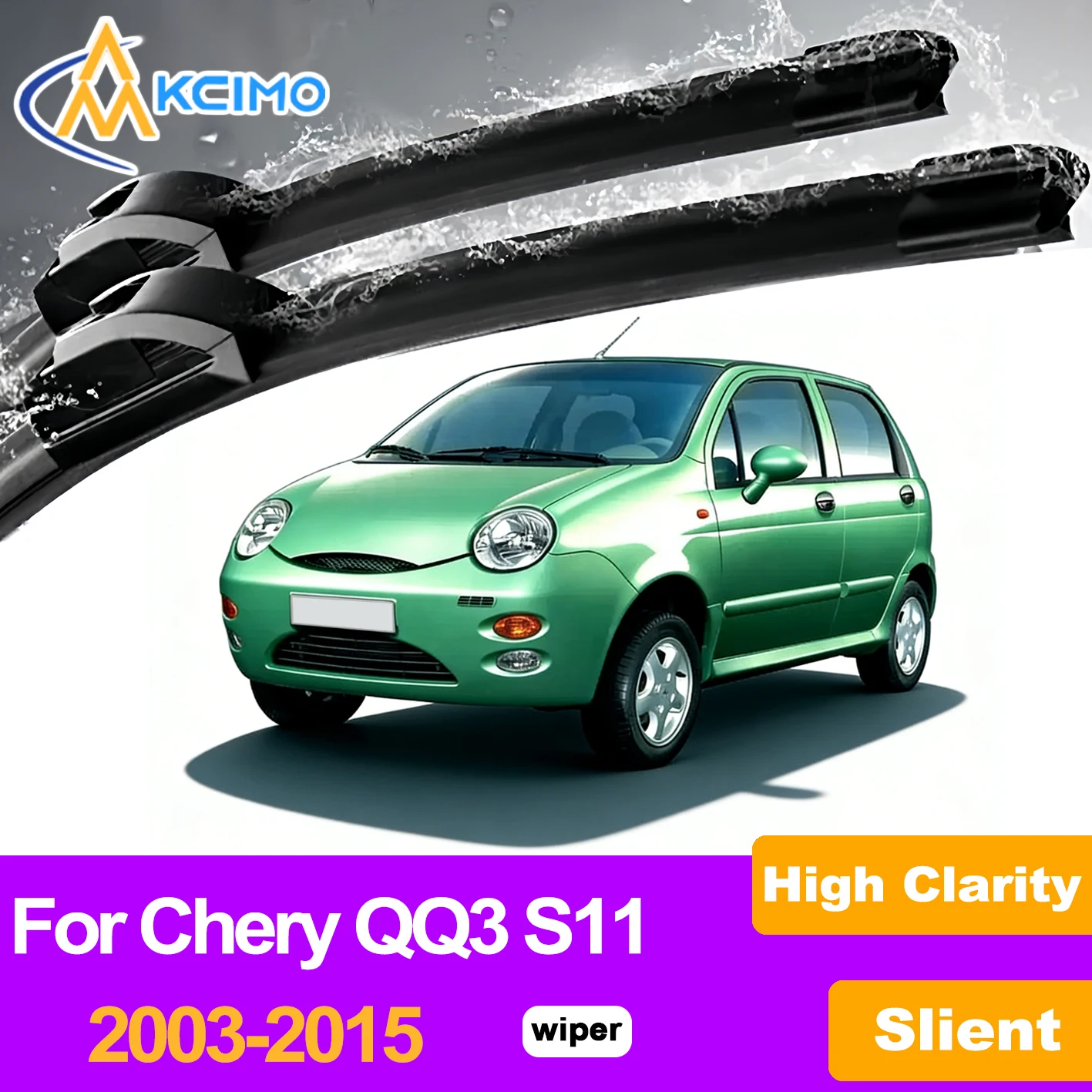 

KCIMO 2PCS Front Windshield Wiper Blades For Chery QQ3 S11 2003–2015, Quiet Wiping Clear Vision Anti-Noise Anti-Aging Anti-UV