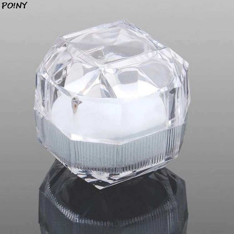 1Pcs Fashion Transparent Acrylic Storage Box Gift Pakcage Display Case For Ring Box Jewelry