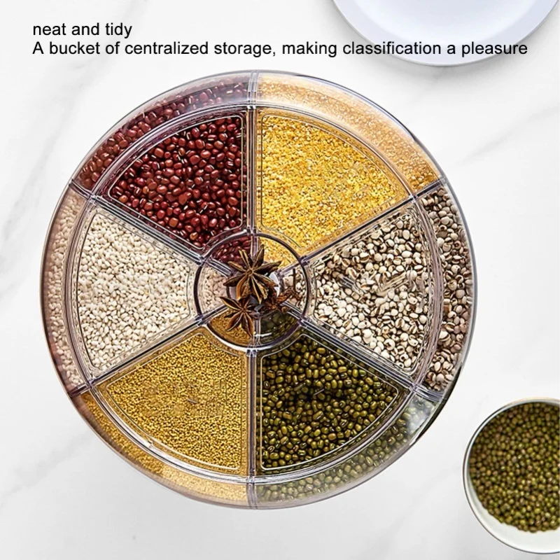 Grain Dispenser 6 Grids PP Rotation Insect Proof Grain Storage Organization For Home Kitchen 5kg
