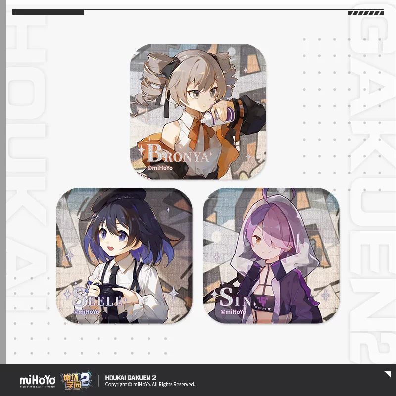 Official Houkai Gakuen 2 Gaming Merchandise Cartoon Characters Cosplay Bronya Seele Vollerei  Zaychik Square Badge